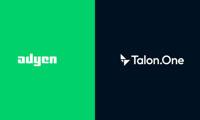 Adyen and Talon.One logos on green and black background