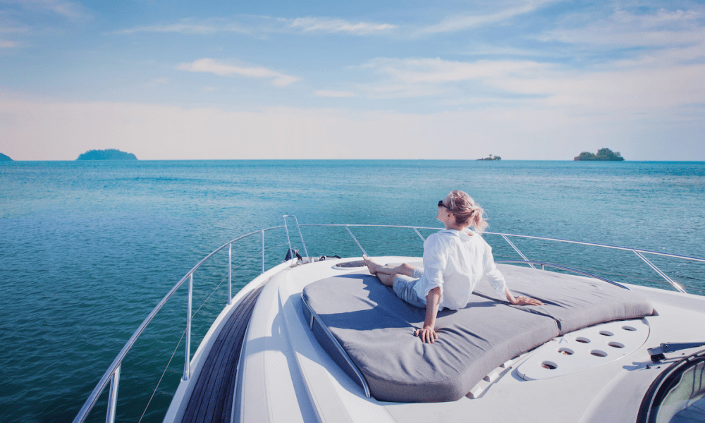 woman on luxury yacht